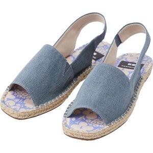 Marimekko & Uniqlo collab denim blue open toe espadrilles flats NWT